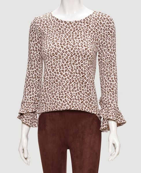 Image of Ann Taylor Factory Animal Print Fluted Sleeve Top
