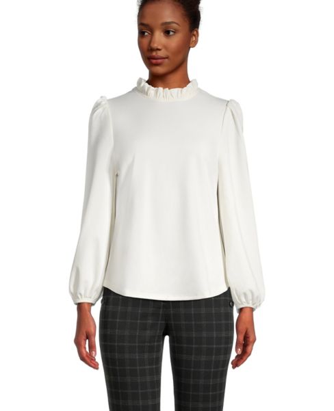 ruffle polo neck top