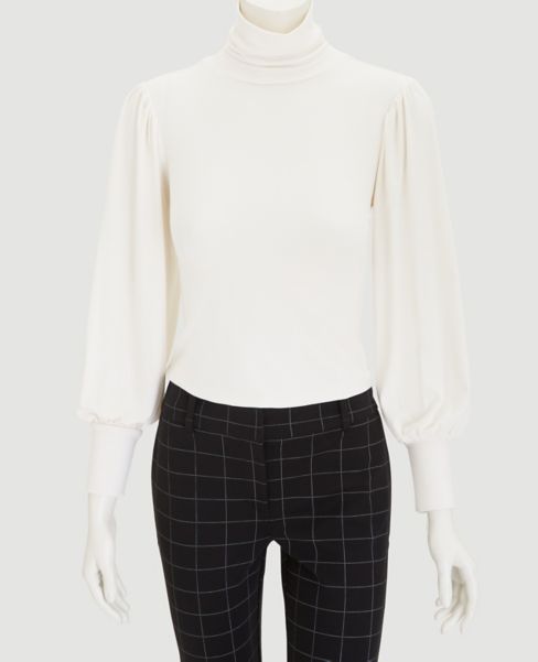 Image of Ann Taylor Factory Puff Sleeve Turtleneck Top