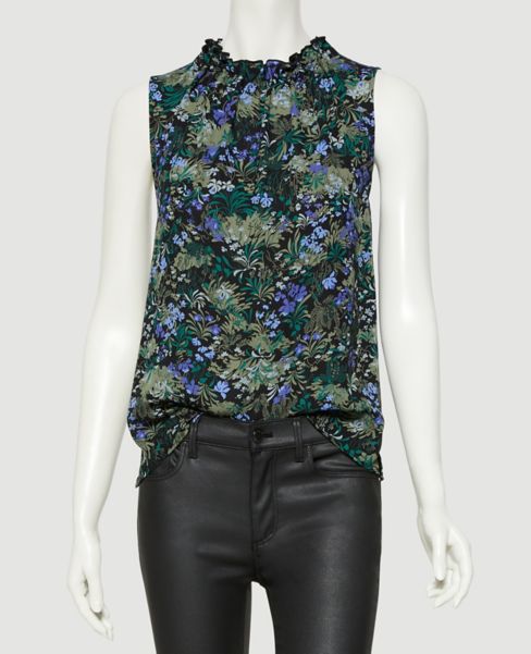 Image of Ann Taylor Factory Botanical Ruffle Neck Shell Top