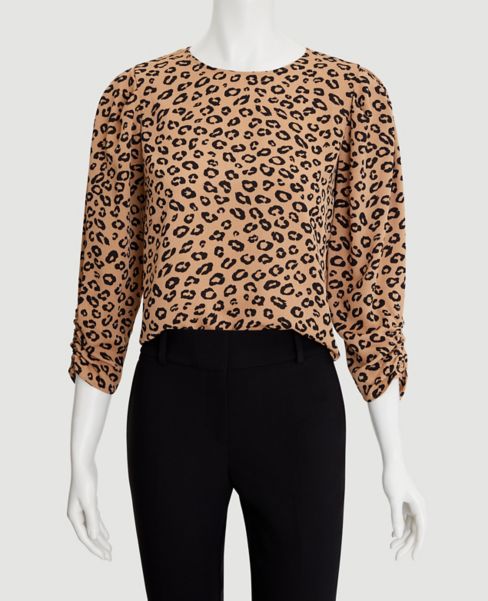 Image of Ann Taylor Factory Animal Print Cinched Sleeve Blouse
