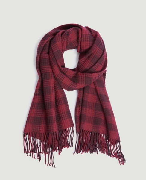 Image of Ann Taylor Factory Checked Fringe Scarf