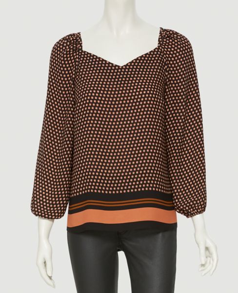 Image of Ann Taylor Factory Border Floral Sweetheart Neck Blouse