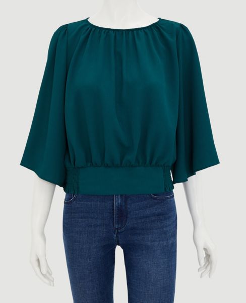 Image of Ann Taylor Factory Banded Bottom Angel Sleeve Top
