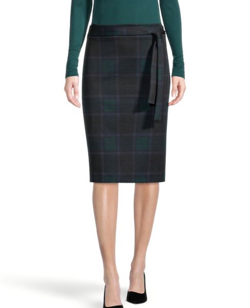 Image of Ann Taylor Factory Plaid Tie Waist Pencil Skirt