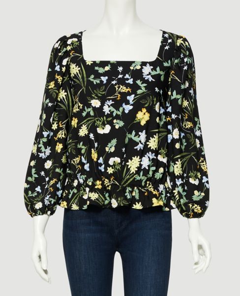 Image of Ann Taylor Factory Botanical Square Neck Peplum Top