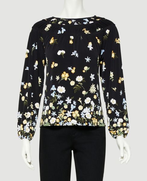 Image of Ann Taylor Factory Botanical Smocked Neck Top