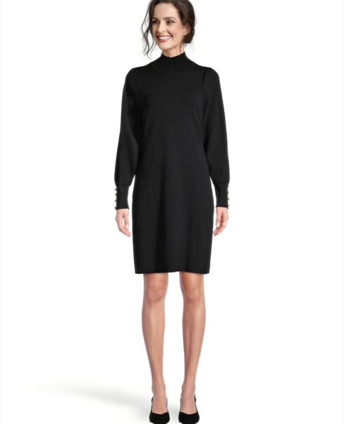 Image of Ann Taylor Factory Turtleneck Button Cuff Sweater Dress