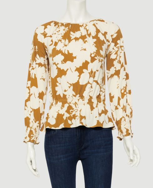 Image of Ann Taylor Factory Floral Smocked Peplum Top