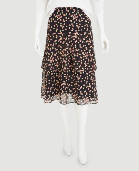Image of Ann Taylor Factory Shimmer Dot Ruffle Midi Skirt