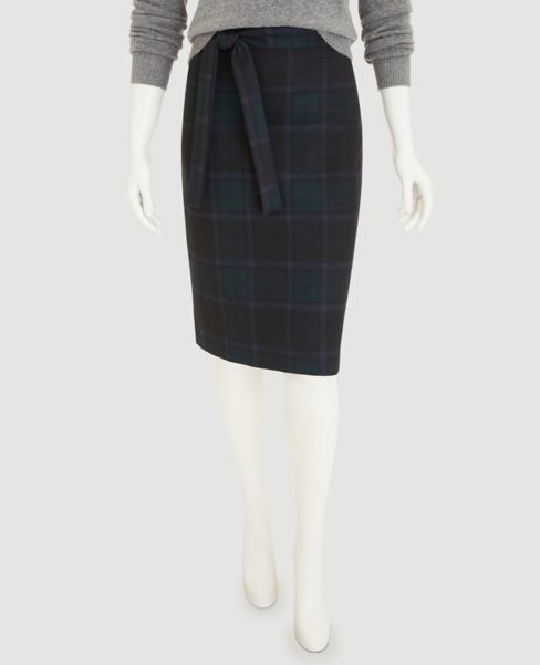 Image of Ann Taylor Factory Curvy Plaid Tie Waist Pencil Skirt