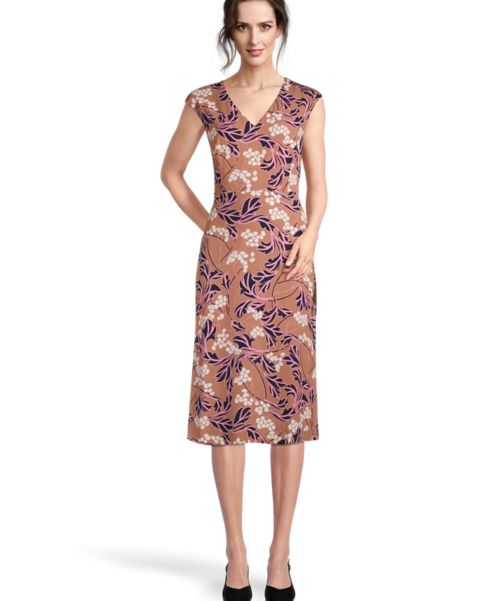 Image of Ann Taylor Factory Floral Cap Sleeve Midi Dress