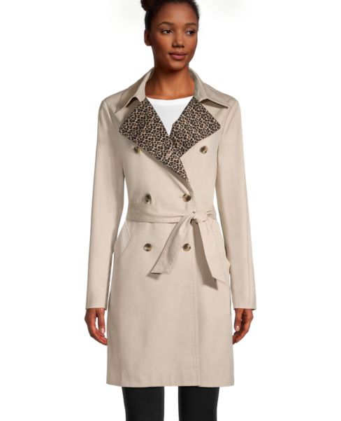 Image of Ann Taylor Factory Leopard Print Trench Coat