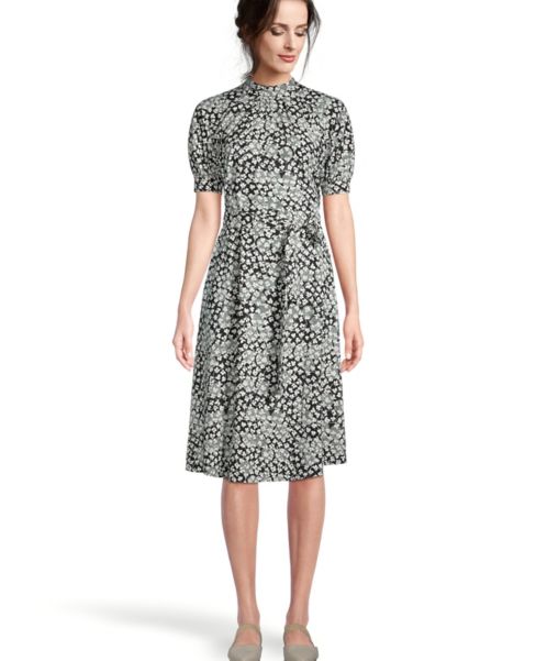 Image of Ann Taylor Factory Floral Mock Neck Midi Dress