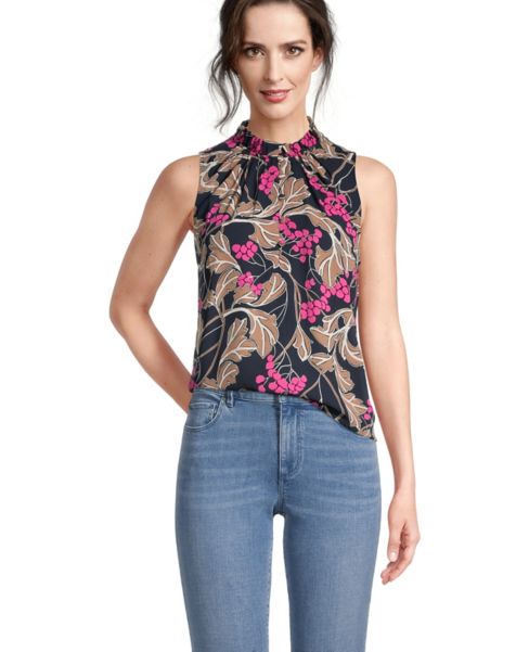 Image of Ann Taylor Factory Floral Button Shell Top