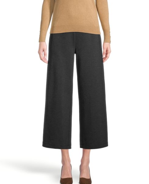 Petite Ponte Pull On Wide Leg Crop Pants