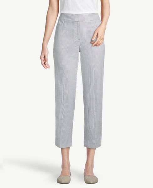 Petite Seersucker Crop Pants