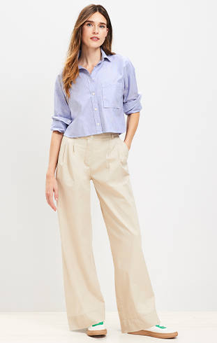 LOFT Peyton Trouser Pants Chambray Linen Blend