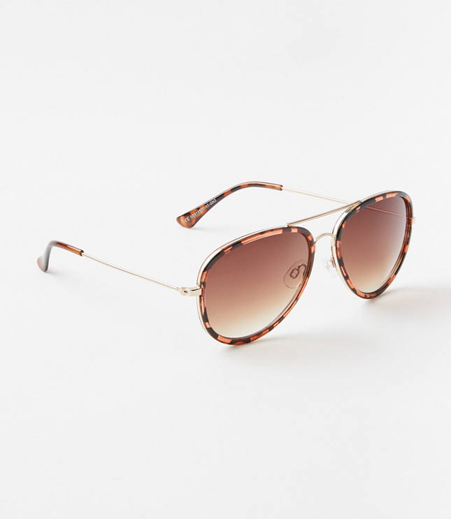 Tortoiseshell Print Aviator Sunglasses