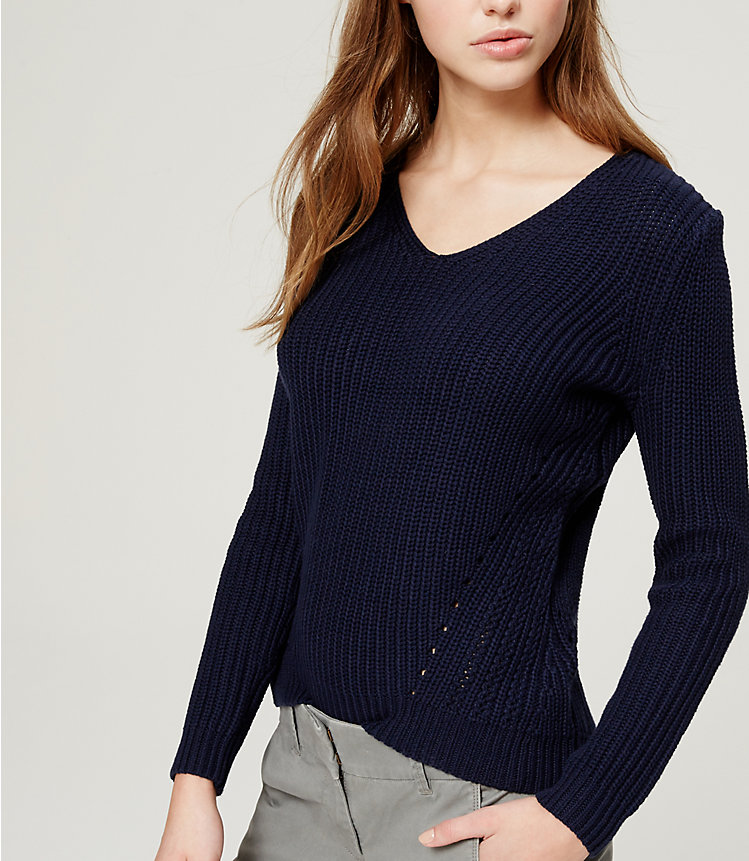 Pointelle Ribbed Sweater image number null