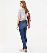 Petite Modern Destructed Slim Pocket Skinny Jeans in Mid Indigo Wash carousel Product Image 2