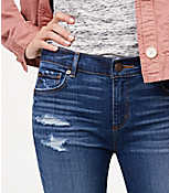 Petite Modern Destructed Slim Pocket Skinny Jeans in Mid Indigo Wash carousel Product Image 3