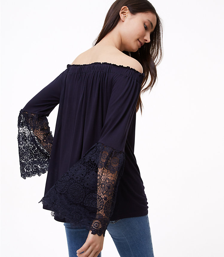 Lace Bell Sleeve Off The Shoulder Top image number 0