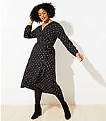 LOFT Plus Polka Dot Wrap Midi Dress carousel Product Image 1