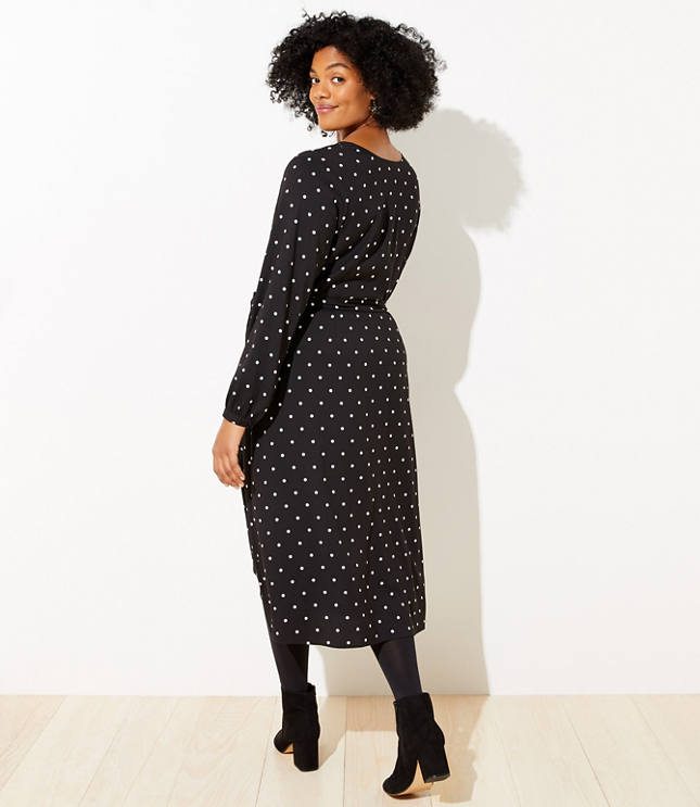 Polka dot wrap outlet midi dress