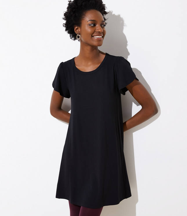 Black short sleeve swing cheap dress