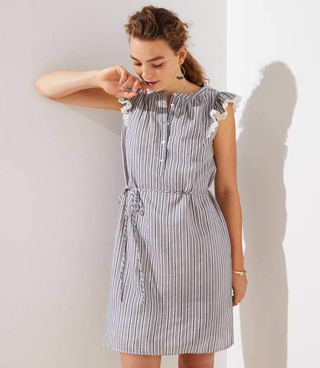 Striped Flutter Shirtdress