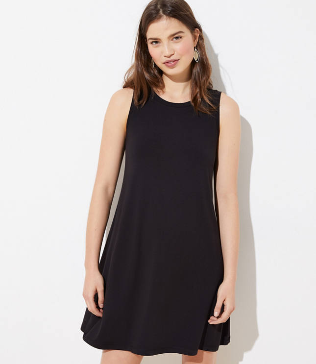 petite black swing dress