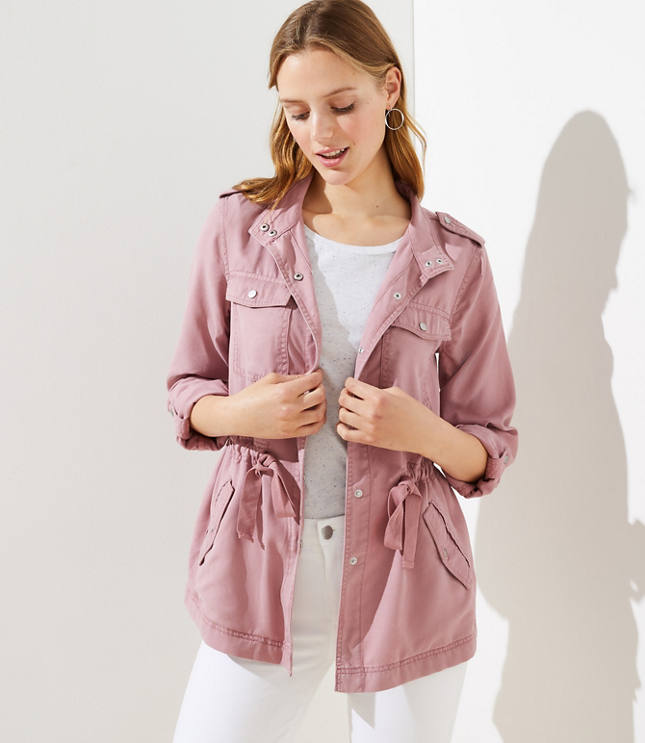 petite pink denim jacket
