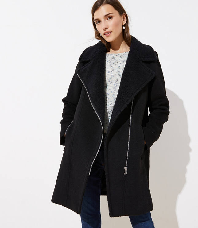 Loft Faux Shearling Moto Jacket