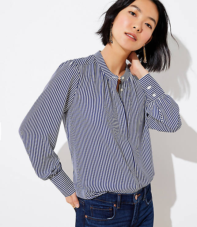 Striped Crossover Back Utility Blouse