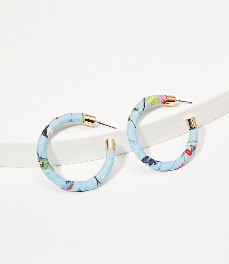Fabric Wrapped Hoop Earrings image number null