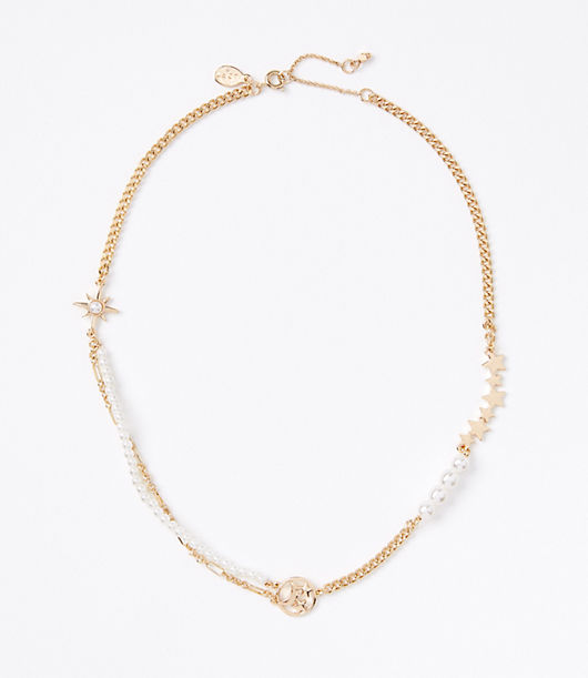Loft Pearlized Celestial Chain Necklace