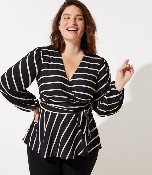 Striped Wrap Blouse