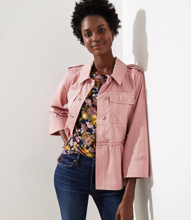 loft pink denim jacket
