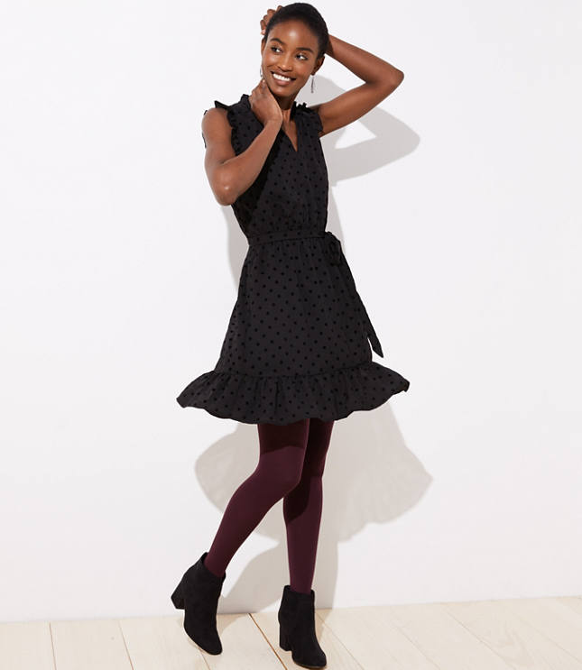 Loft Dotted Ruffle Sleeve Dress