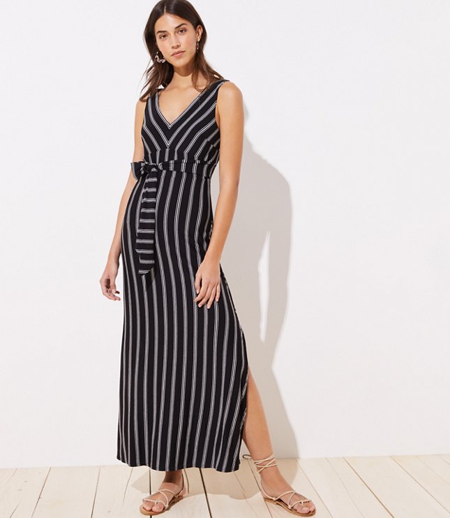 Loft Beach Striped Tie Waist Maxi Dress Loft