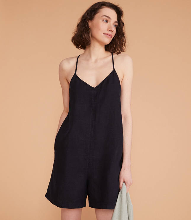 strappy linen jumpsuit