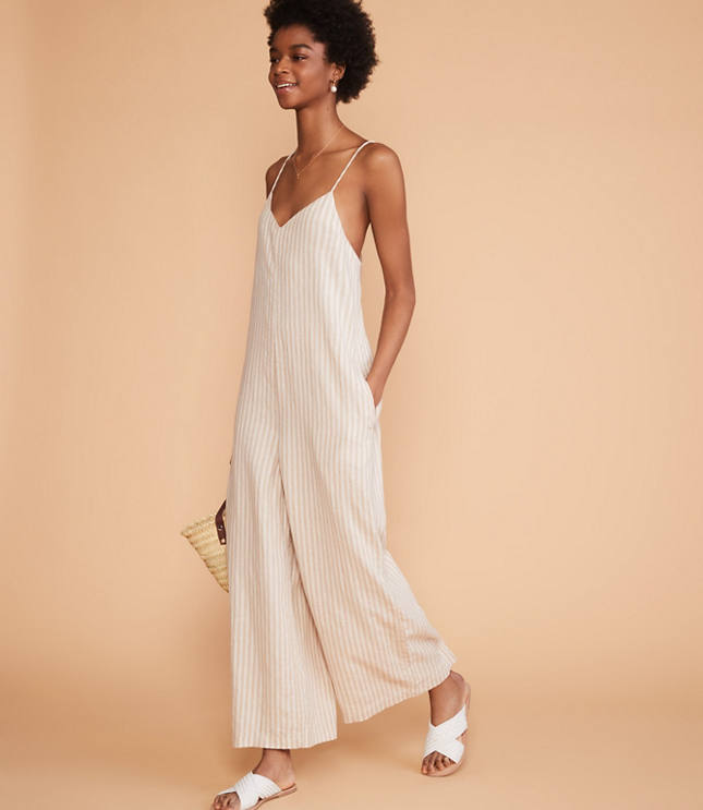 strappy linen jumpsuit