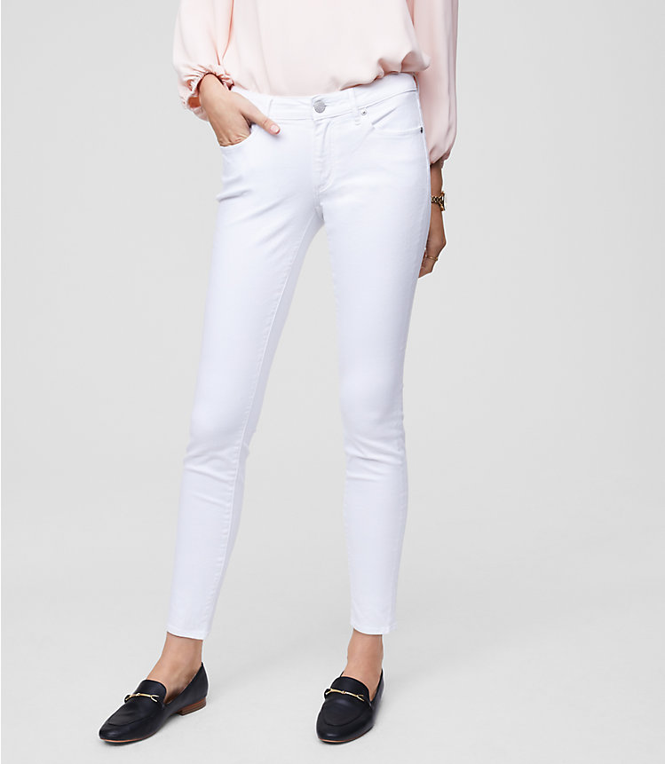 Petite Curvy Slim Pocket Skinny Jeans in White image number 0