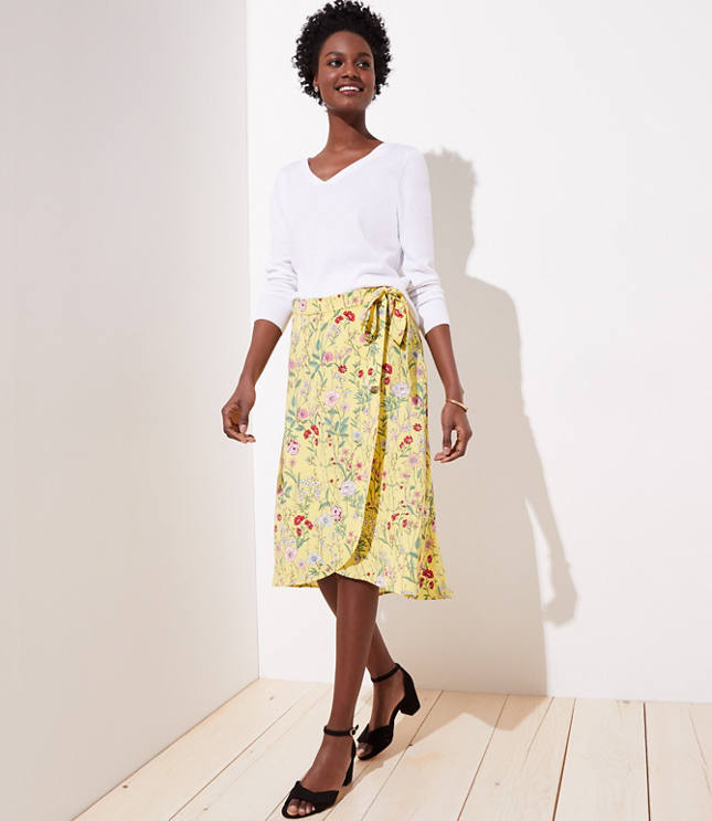 Petite Floral Wrap Skirt