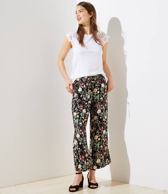 Petite Floral Fluid Drawstring Pants