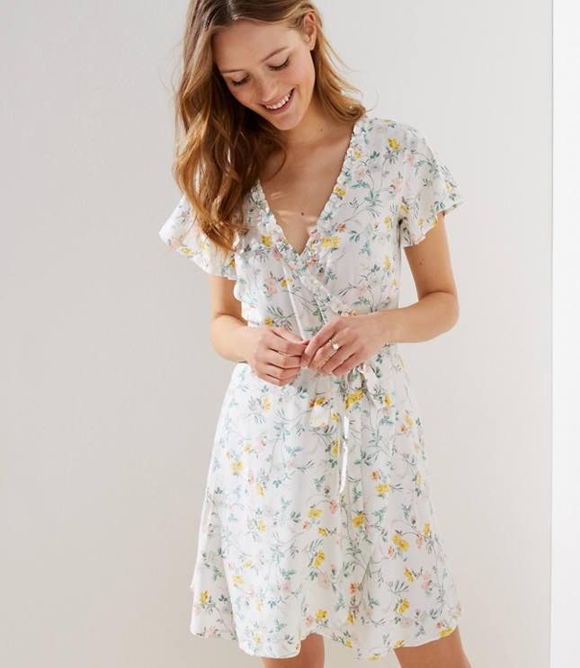 petite dresses dress wrap loft tossed flutter flower