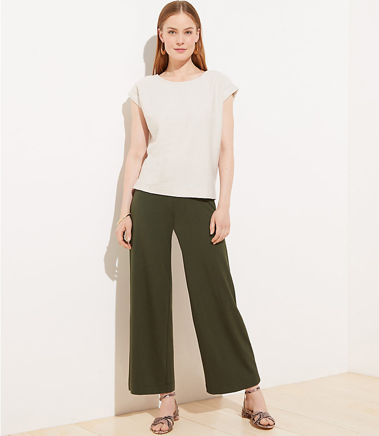 Wide Leg Pull On Pants in Ponte image number null