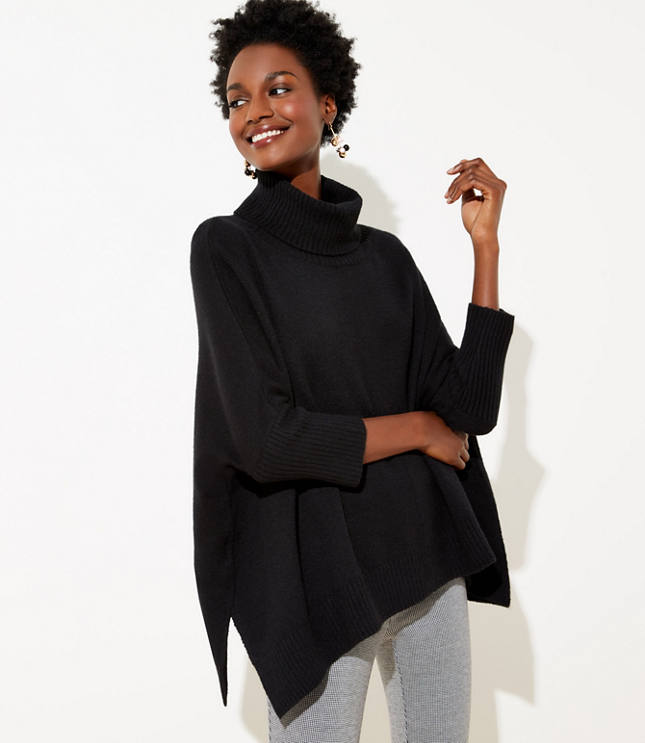 Turtleneck Poncho Sweater