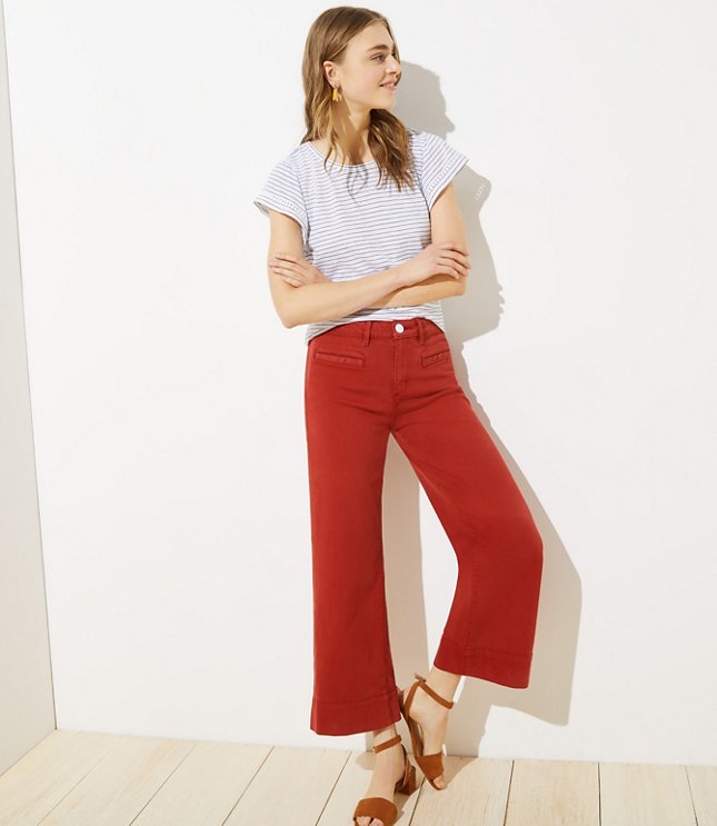 red cropped jeans